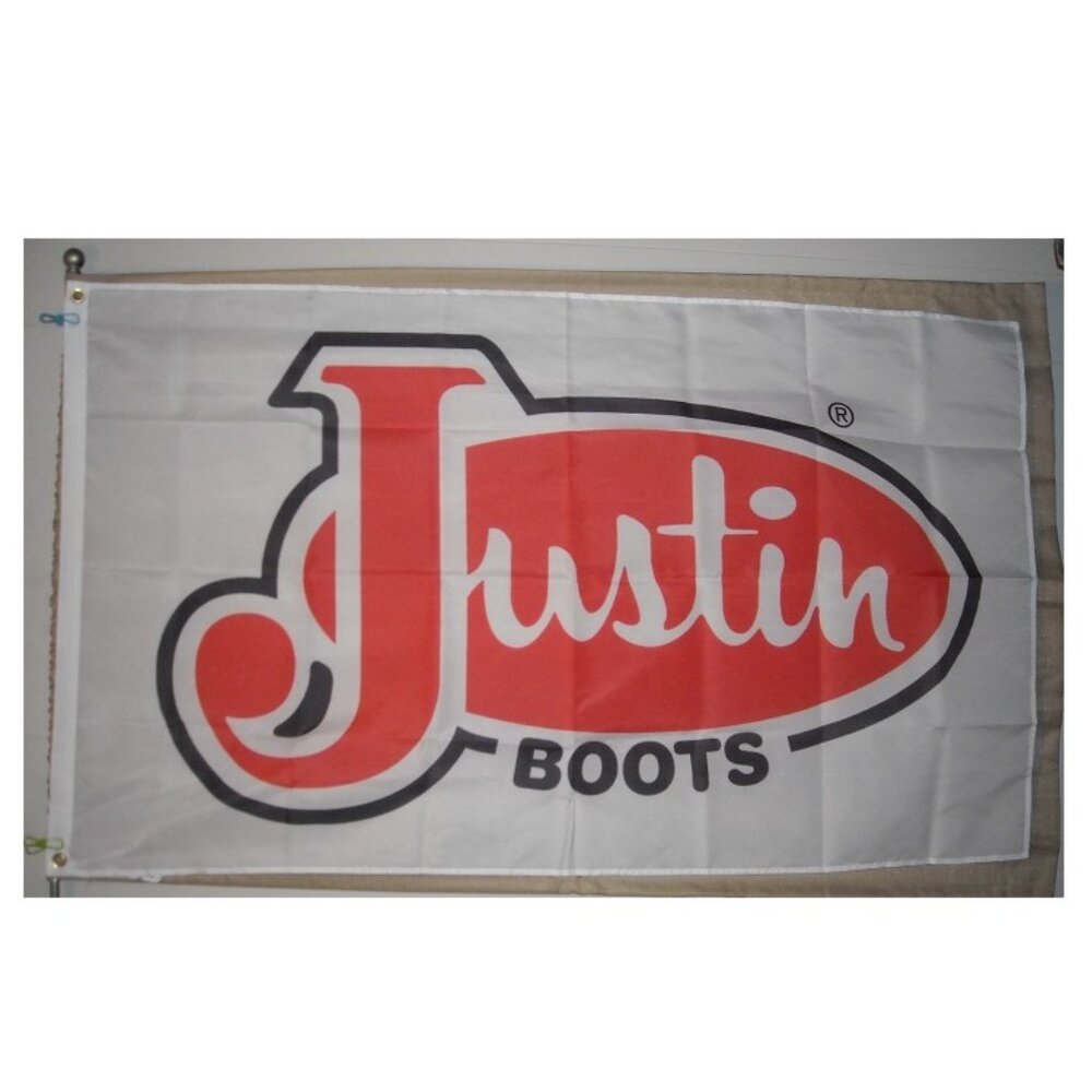 Justin Boots NFR Bull Rider Rodeo Cowboy Equine Flag 3'X5' White Banner Flag 2